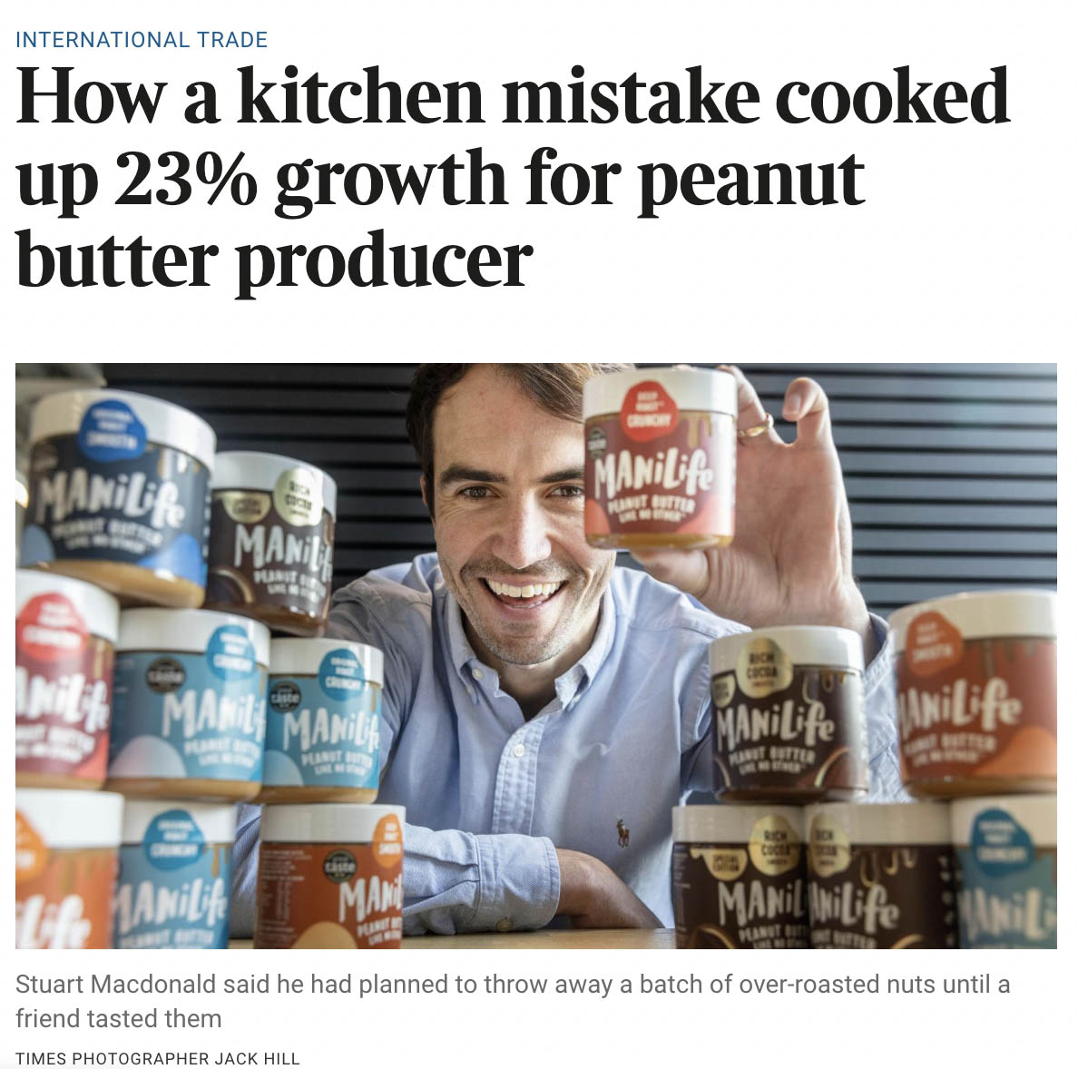 news article about peanut butter producer